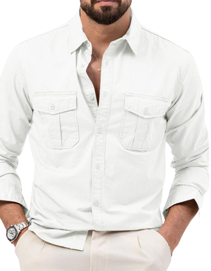 SHOPIQAT Men's New Multi-Pocket Casual Long-Sleeved Shirt - Premium from shopiqat - Just $9.400! Shop now at shopiqat